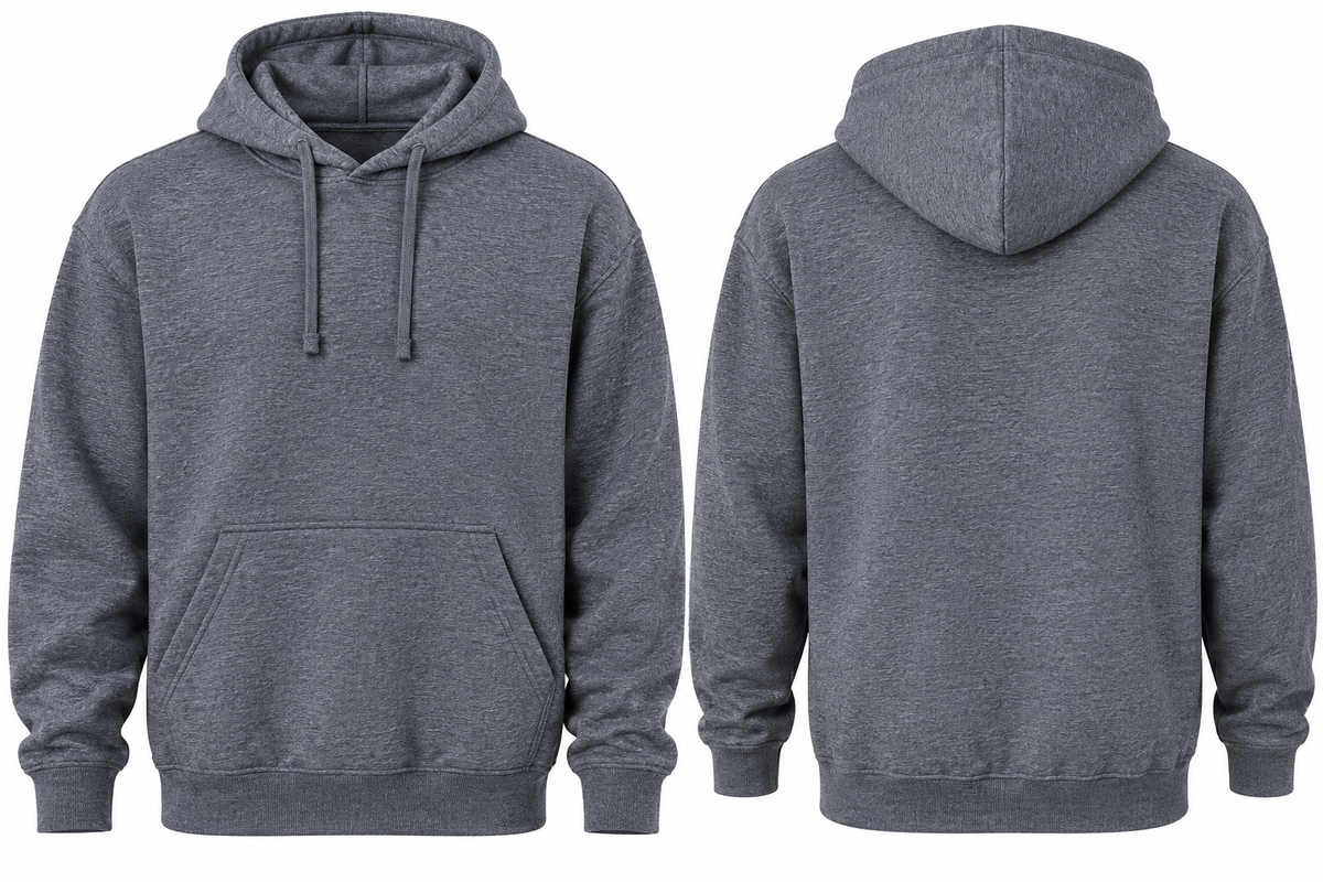 Men’s 3XL Charcoal Heather Gray Fleece-Lined Pullover Hoodie