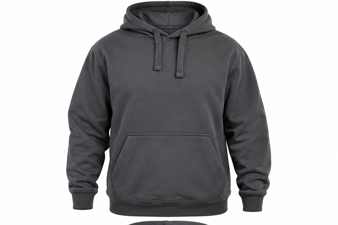 Men's Fleece Pullover Hoodie 2XL Dark Charcoal Gray Long Sleev